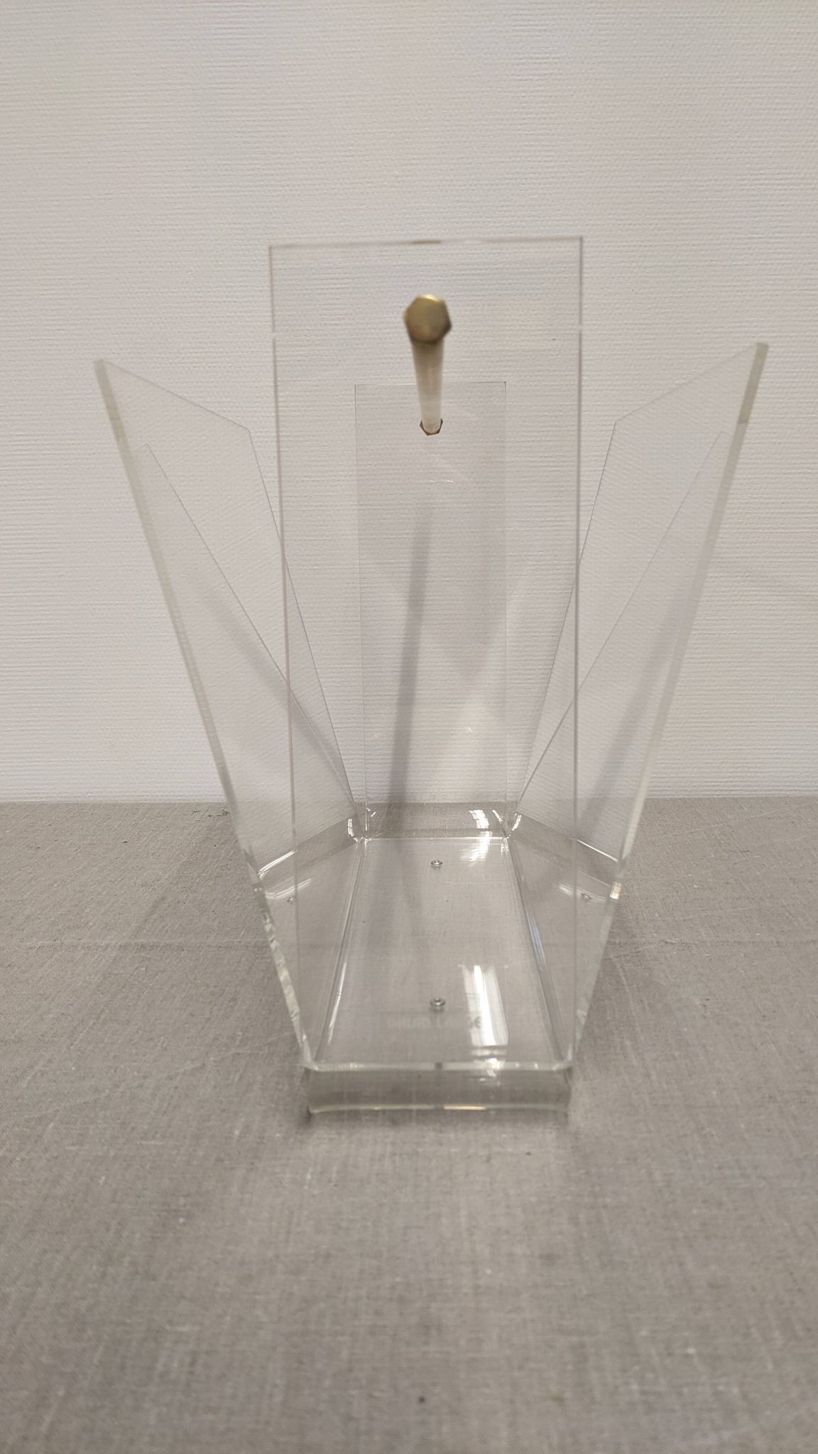 Acrylic magazine rack by David Lange, France circa 1970.