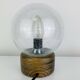 Lampe brutaliste bois massif et globe verre bullé, Temde Leuchten, 60
