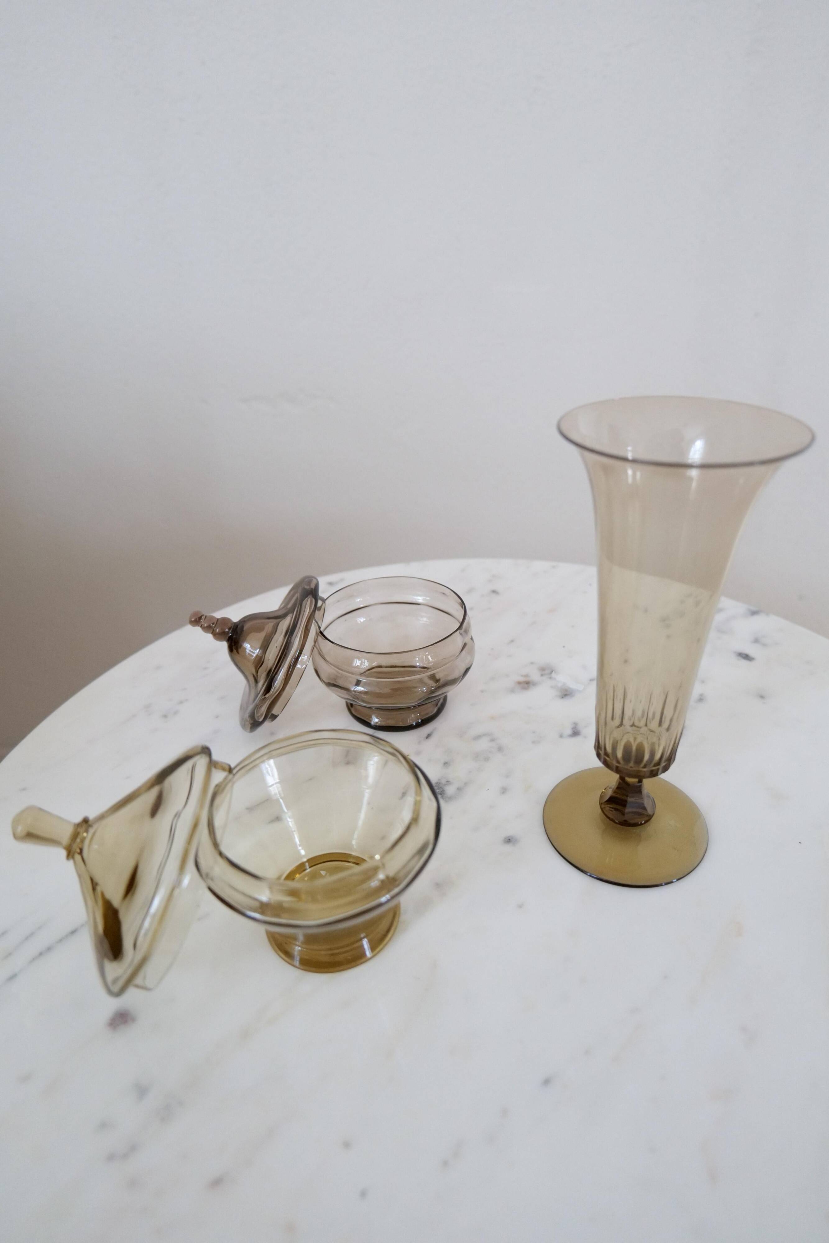 Art Deco Collection of 7 Vases and Sculptures Sweden 1920s