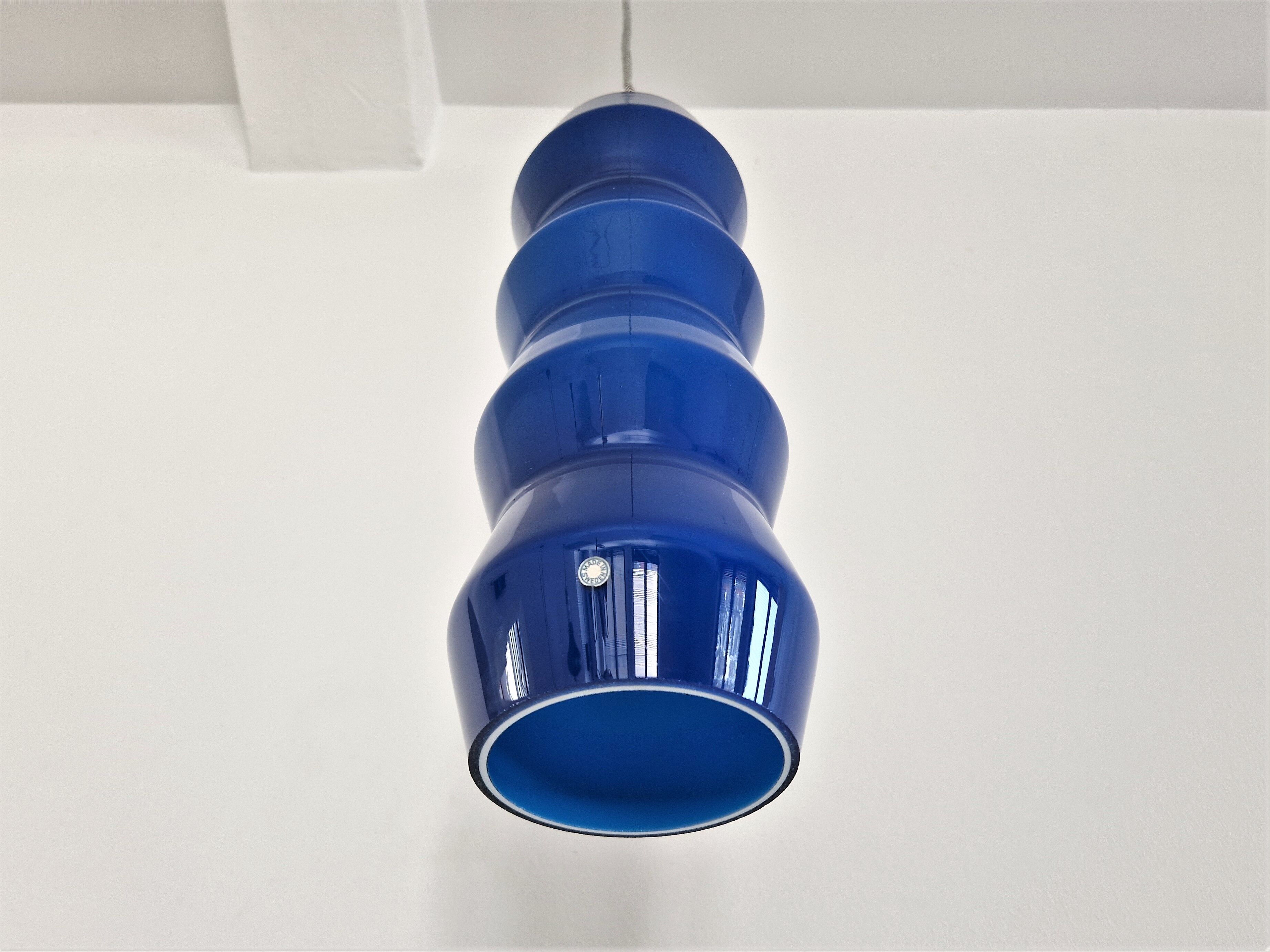 Blue colored Murano glass pendant lamp, Sweden 1960's