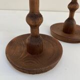Paire de bougeoirs en bois