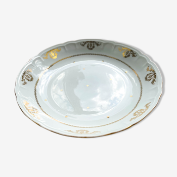 Hollow dish golden white porcelain berry