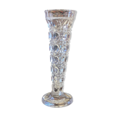 1950s single stem glass vase crystal cut design 15cm tall