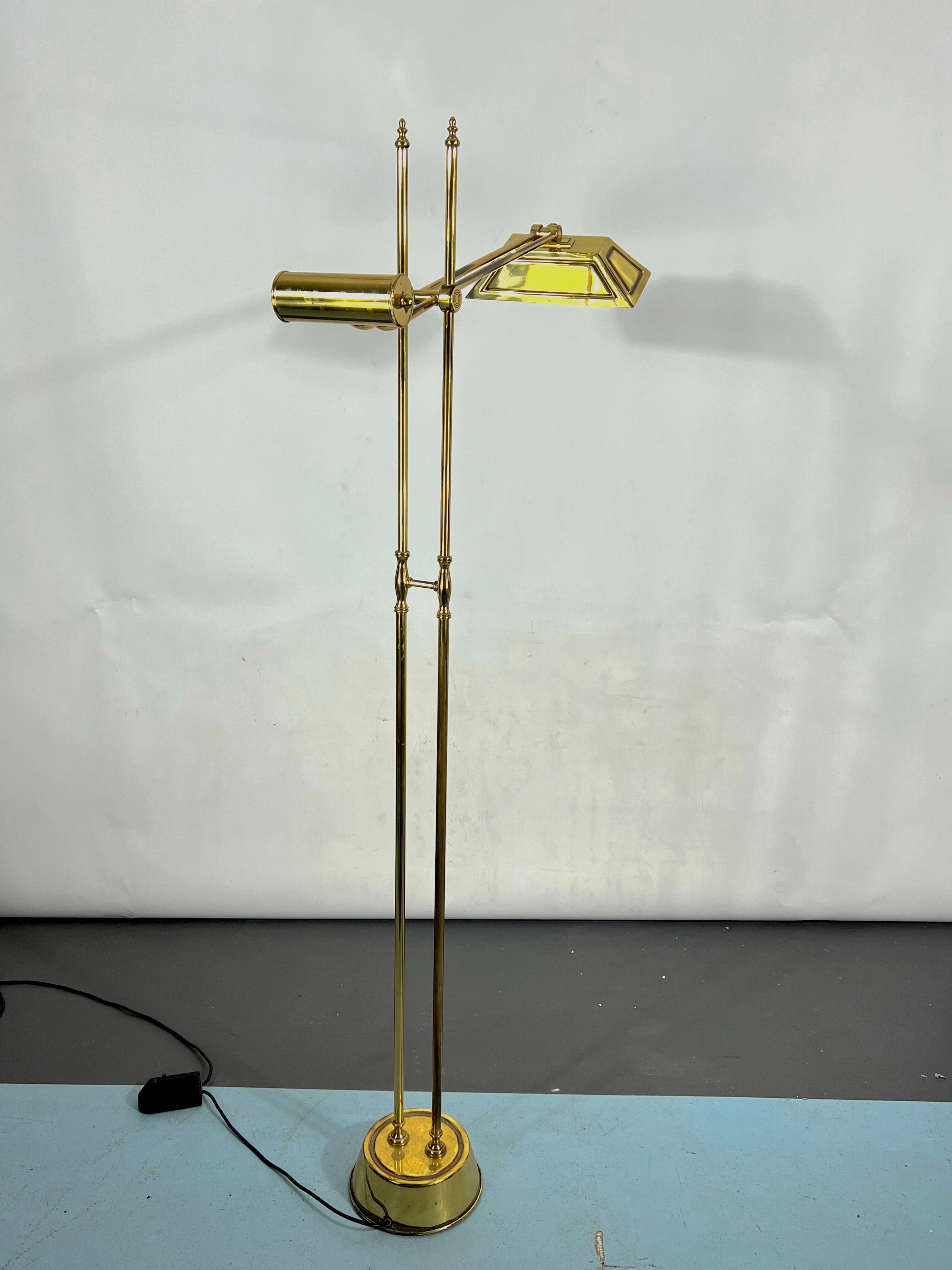 Vintage adjustable Italian solid brass floor lamp from 70s