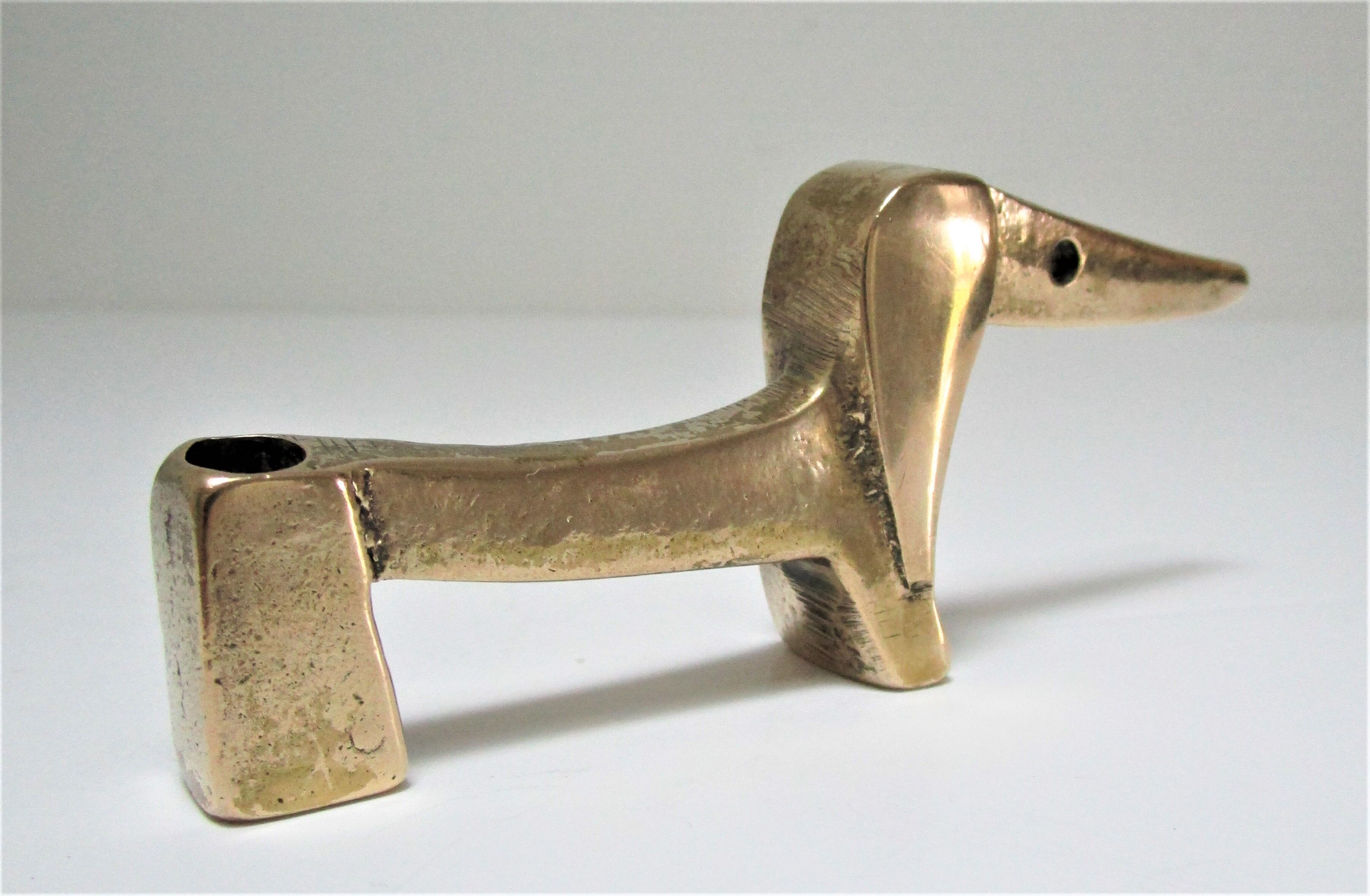 Dachshund bronze pen holder zoomorph design 60s