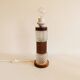 Swedish table lamp, made of what looks like rosewood and crystal glass.