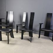 Set of 6 belgian high back dining chairs, 1980s