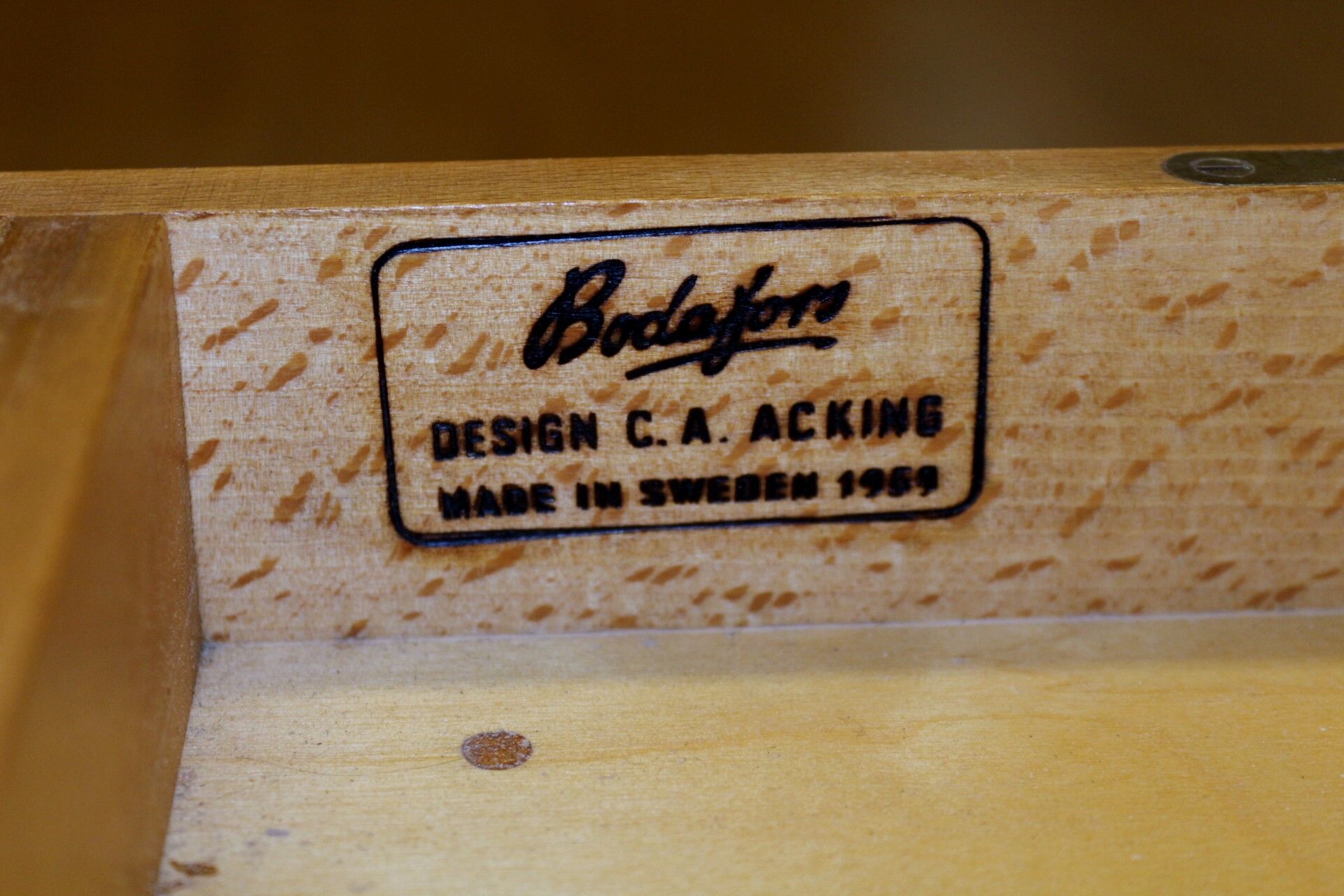 Teak and beech bedside table, C.A. Acking, Bodafors, Sweden, 1959