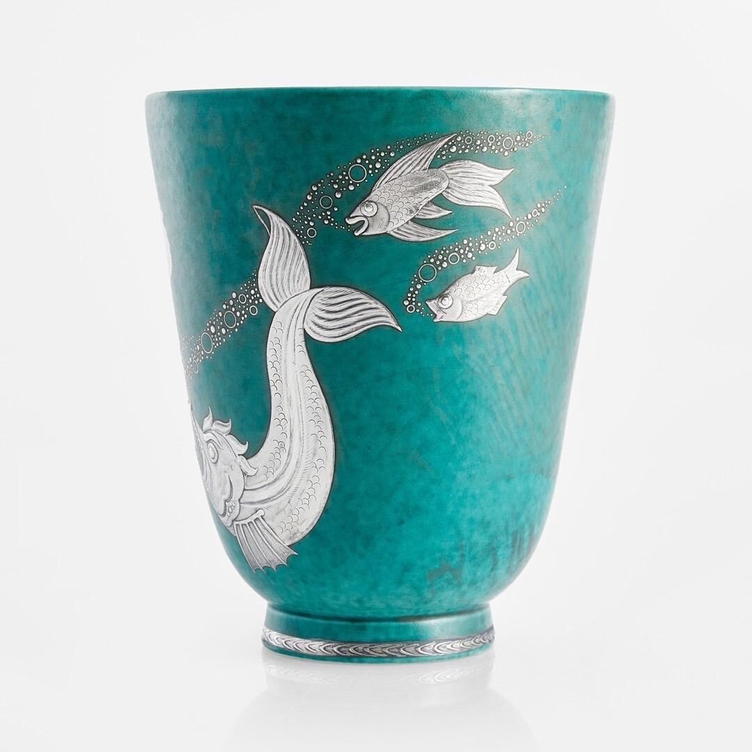 Vase Wilhelm Kage 'Argenta' for Gustavsberg Sweden 1935 Signed