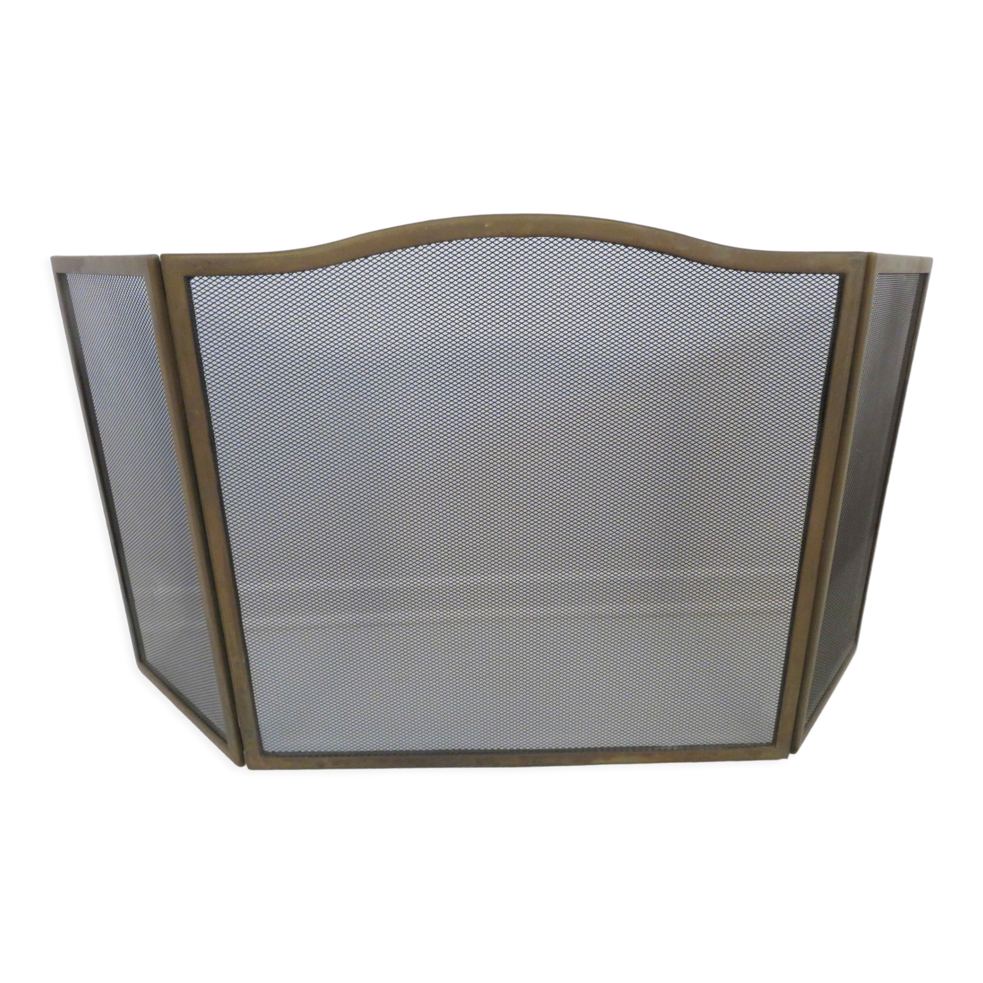 3-panel brass fireplace screen 70s
