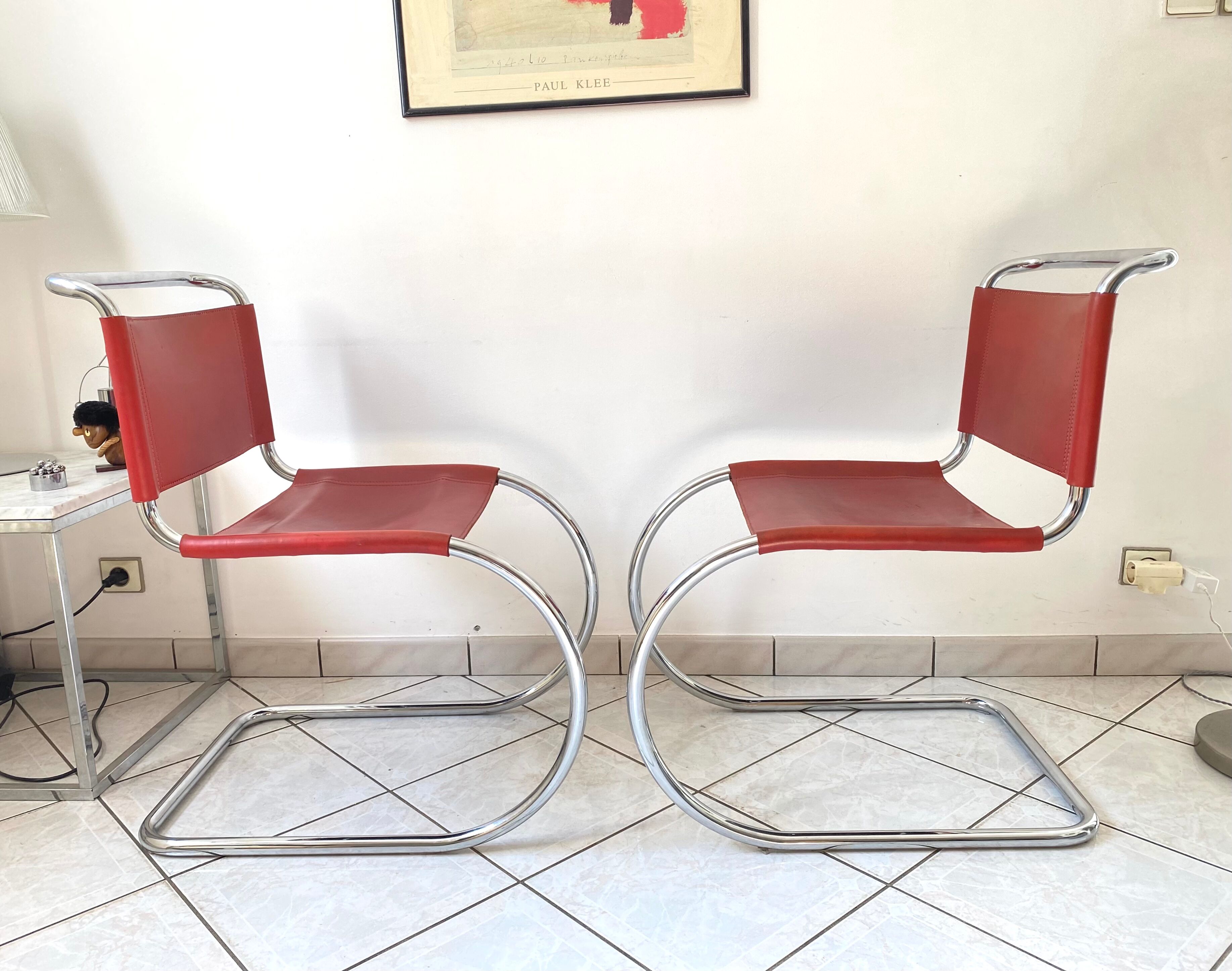 Pair of chairs MR 10 design Ludwig Mies Van Der Rohe vintage edition 90s
