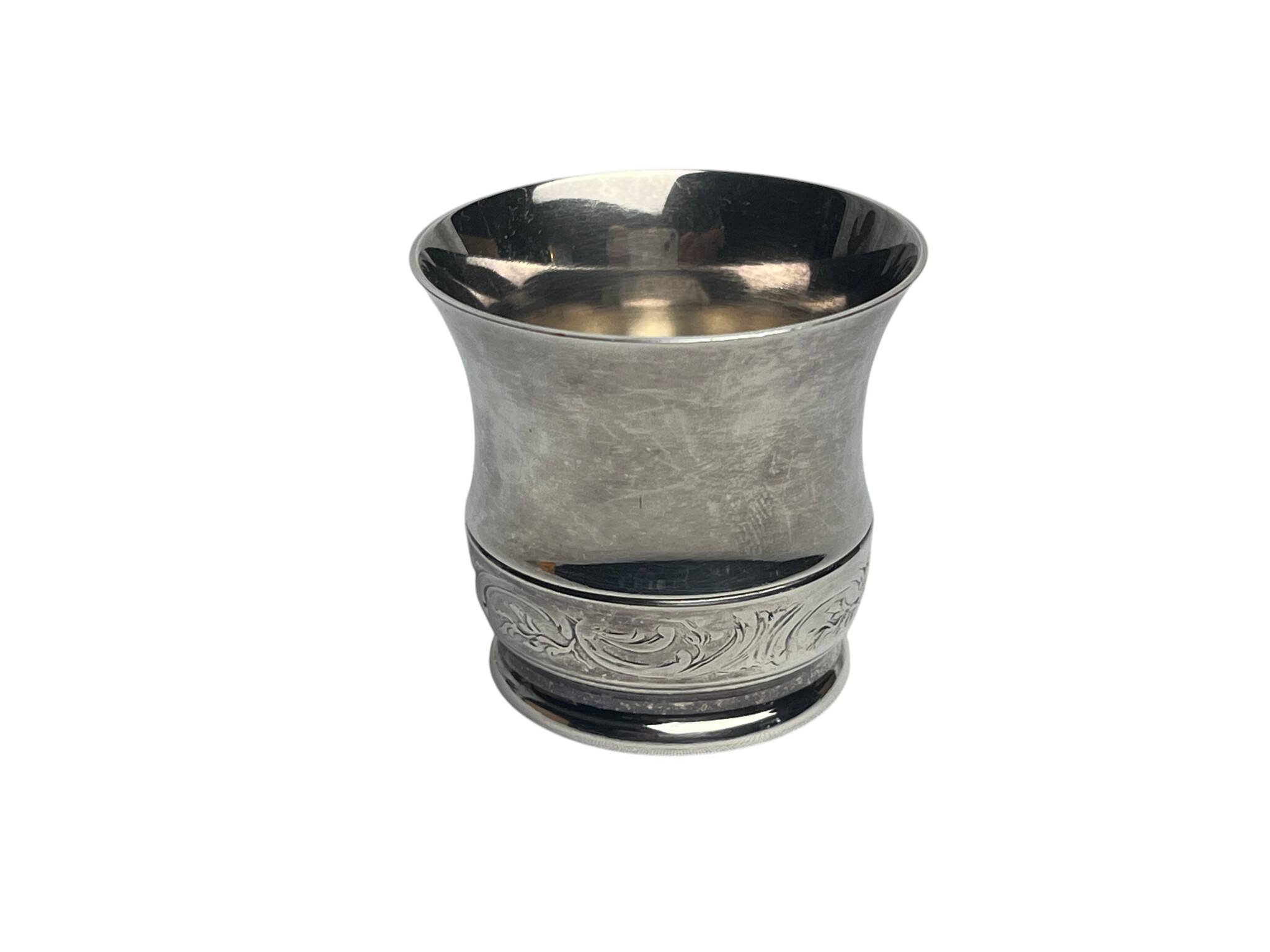 Ercuis, small baptismal cup in silver-plated metal from the 20th century.