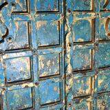 Old door in blue wood