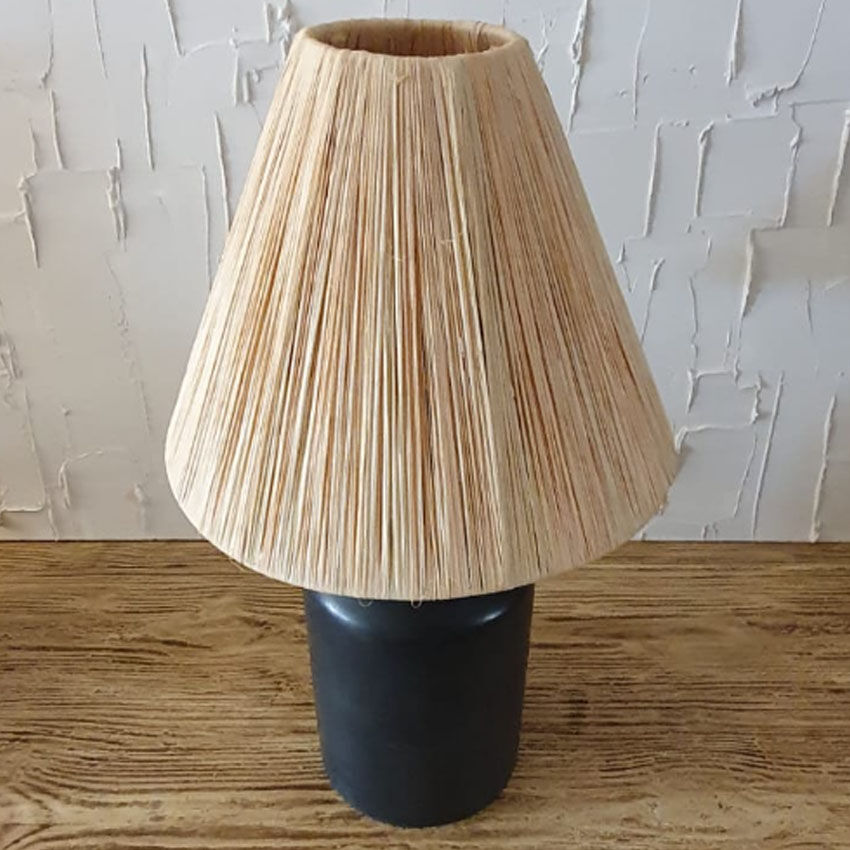 Tadelekt lamp with raffia lampshade