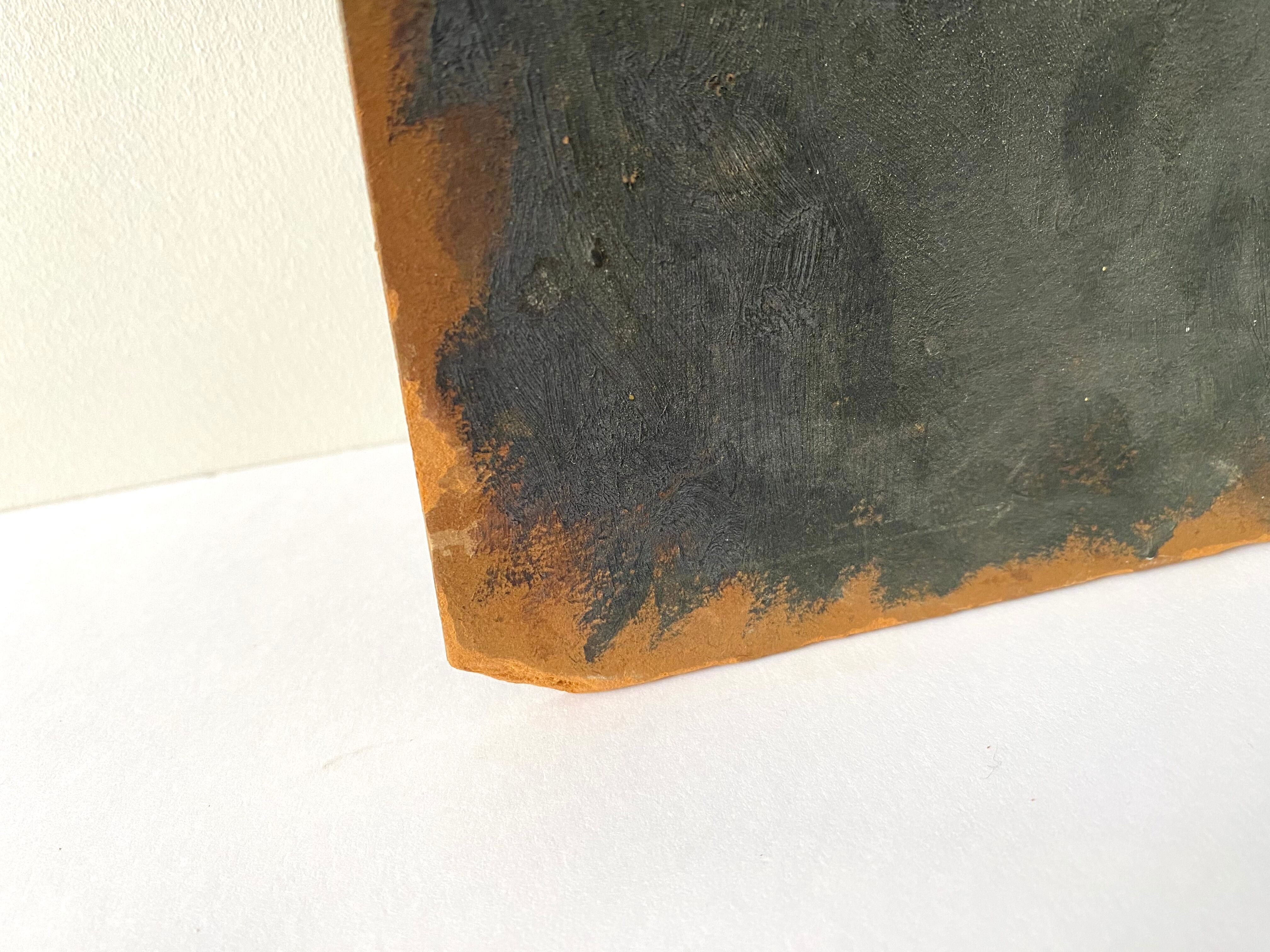 Oil portrait on cardboard of a man 50s