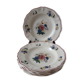 Set of 6 flat plates digoin sarreguemines model agreste