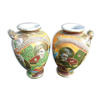 Porcelain vases from Japan, Satsuma, pair of vases early 20th century