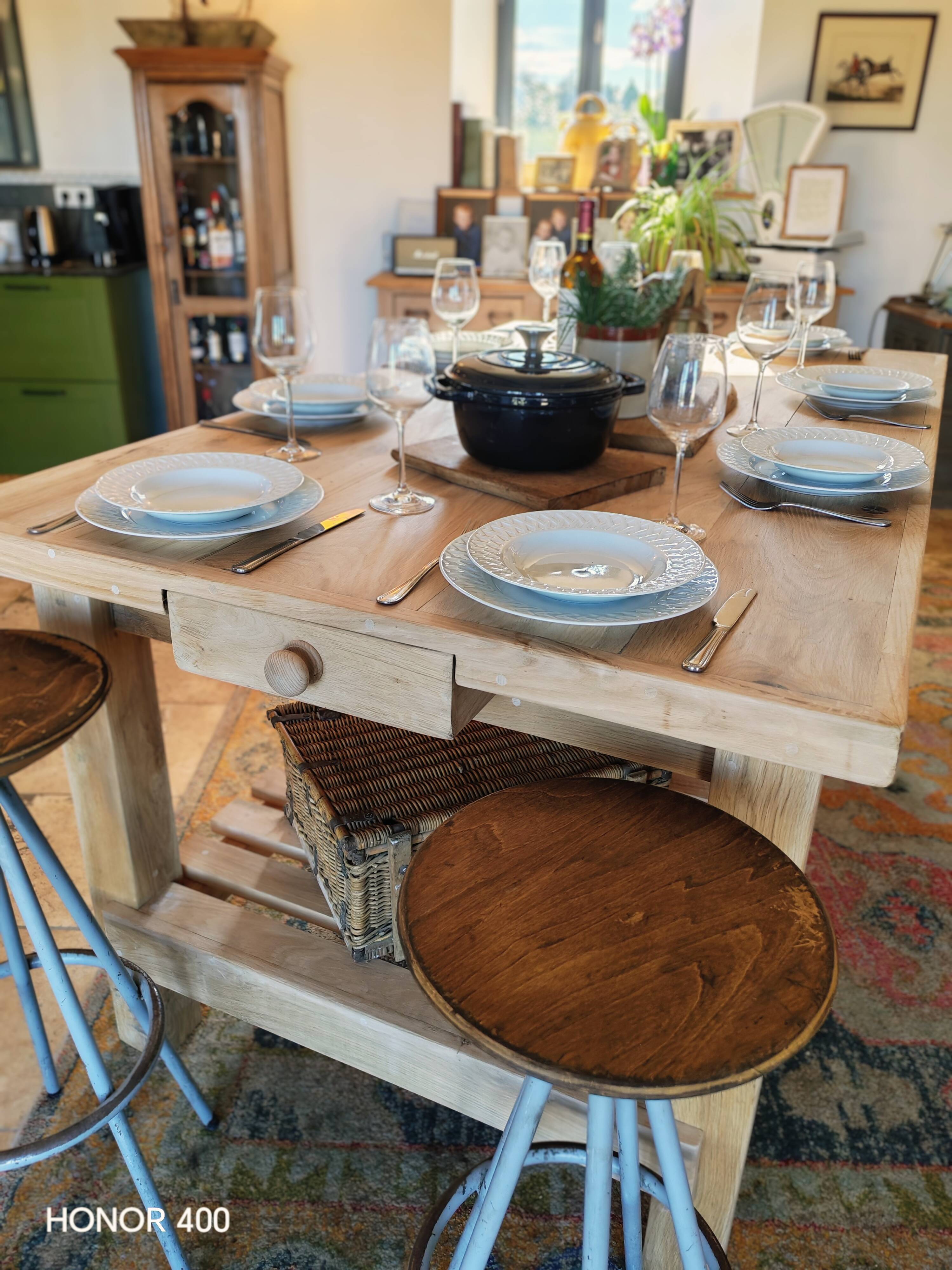 XXL solid oak kitchen island/worktop 180 x 105