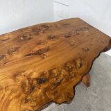 Table artisanale en orme massif, art populaire