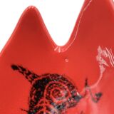 Red ceramic pocket emptier by Jean de Lespinasse, 1960s