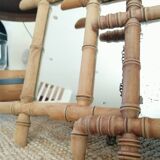 Set of vintage wood mirrors bamboo effect
