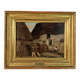 Oil painting on canvas by Adolphe Appian, farm courtyard, Lyon school, 19th century.