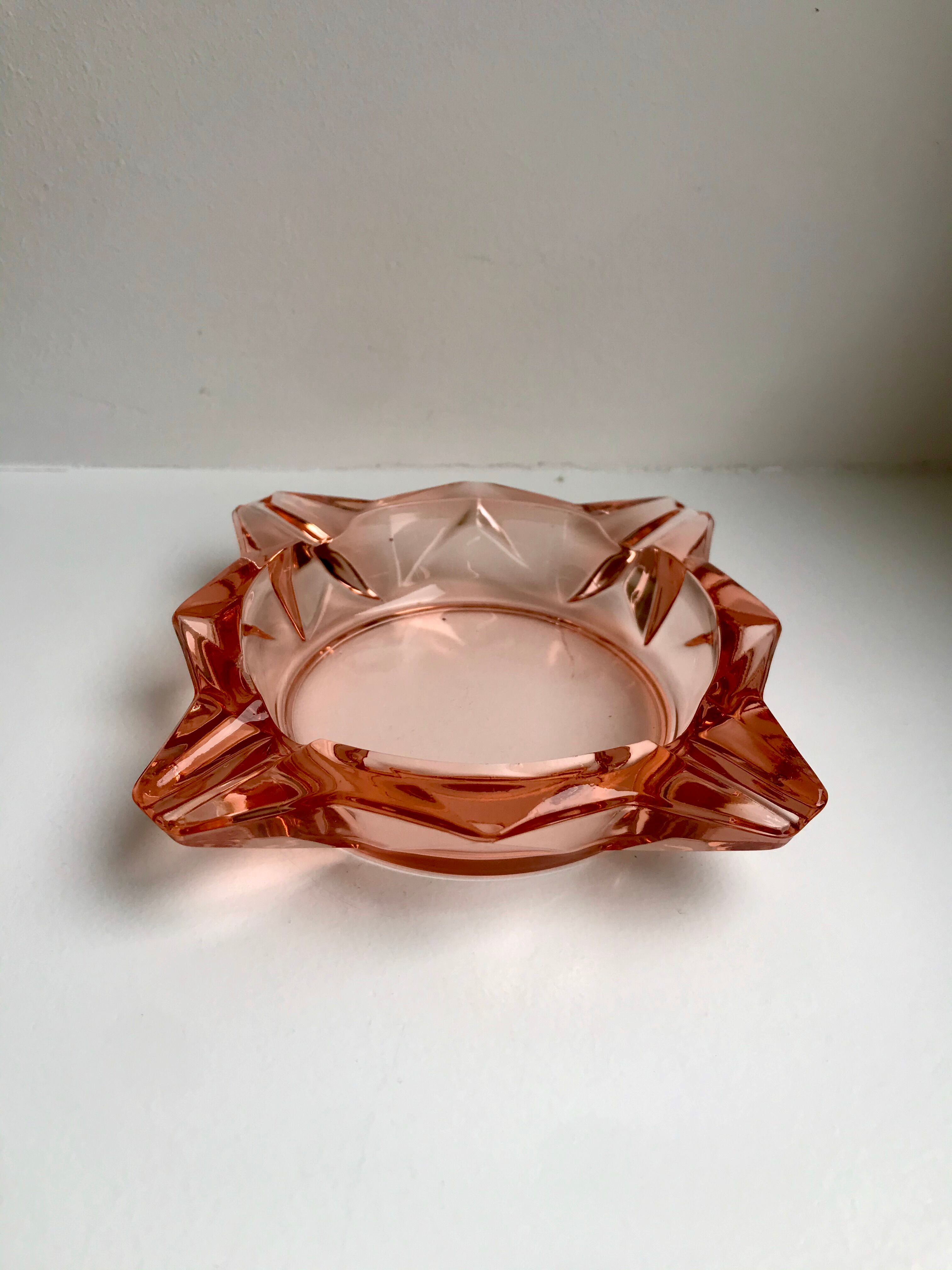 Pink glass ashtray 70s