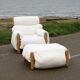 Enzo Mari, Gamba di Legno armchair and ottoman, Driade, Italy, 1976