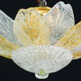 Petite vintage Italian Murano glass amber and transparent ceiling light
