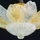 Petite vintage Italian Murano glass amber and transparent ceiling light