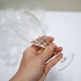 Series of 12 vintage red crystal wine glasses