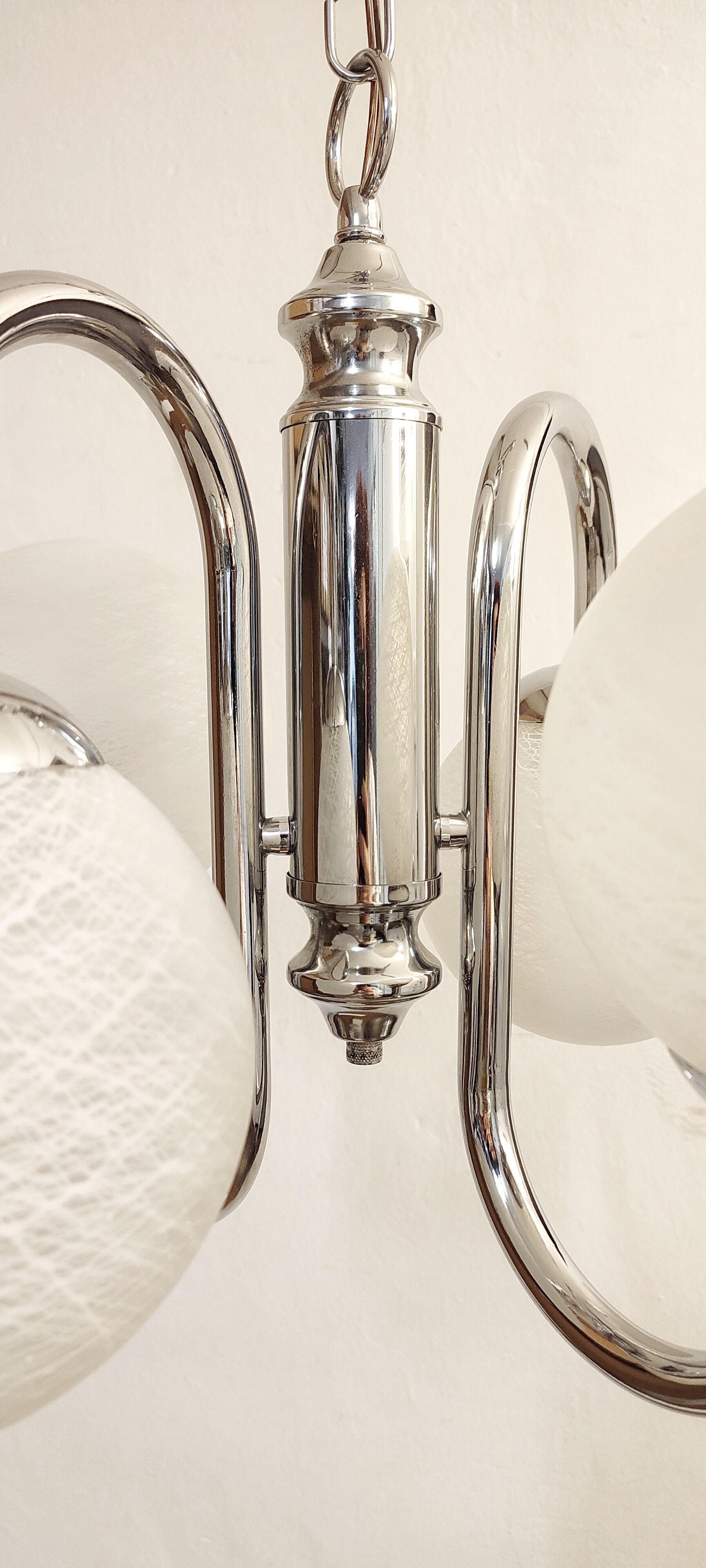 Metal and glass pendant lamp, Italy, 1970s