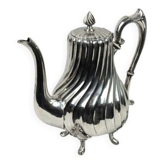 Silver-plated metal verseuse with twisted ribs – Victor Saglier, Paris, late 19th century.