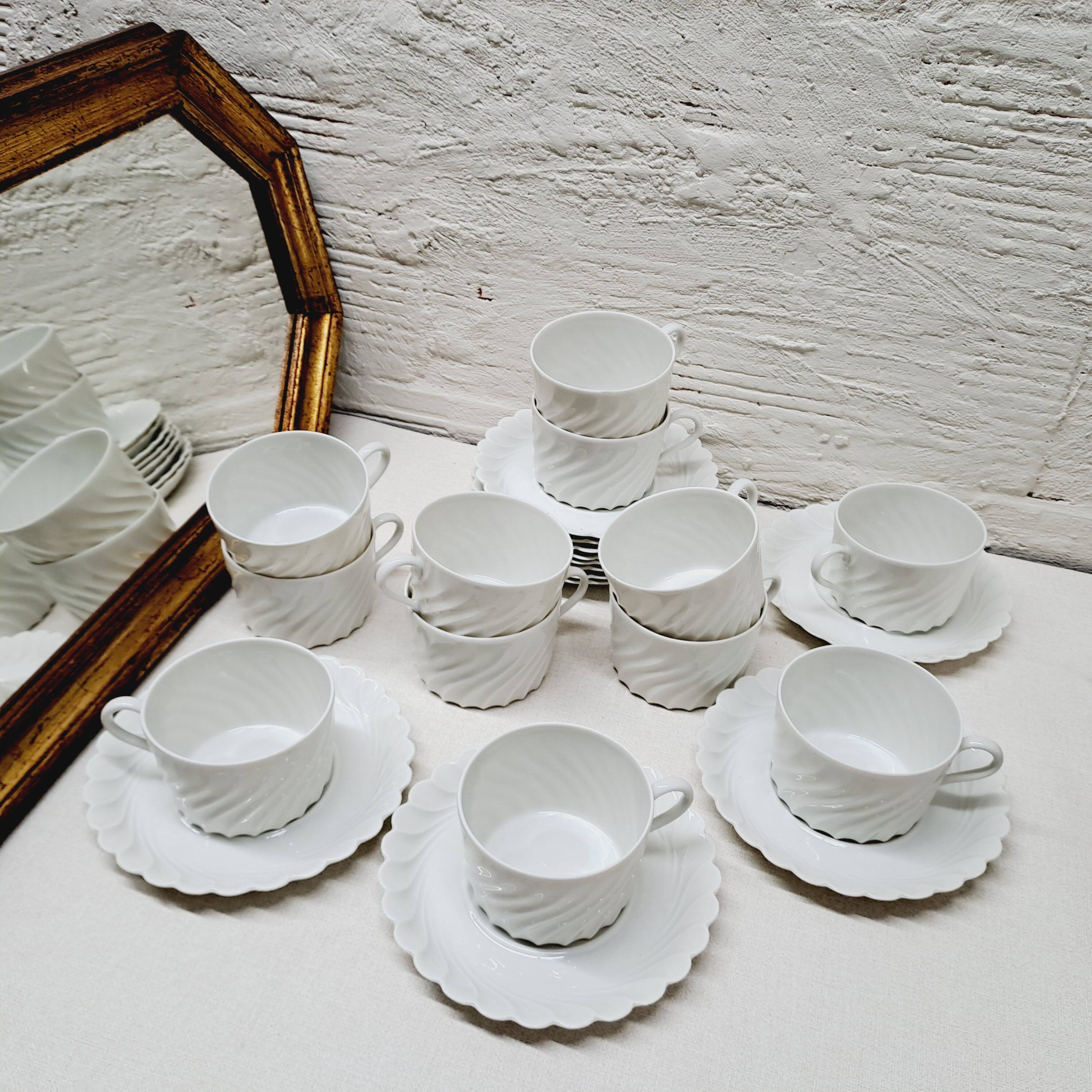 Set of 12 Limoges Haviland Torse white cups