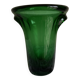 1950s Médicis vase, large Art Deco with handles, made of green blown glass.