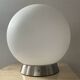 Designer ball lamp in frosted glass and chrome metal