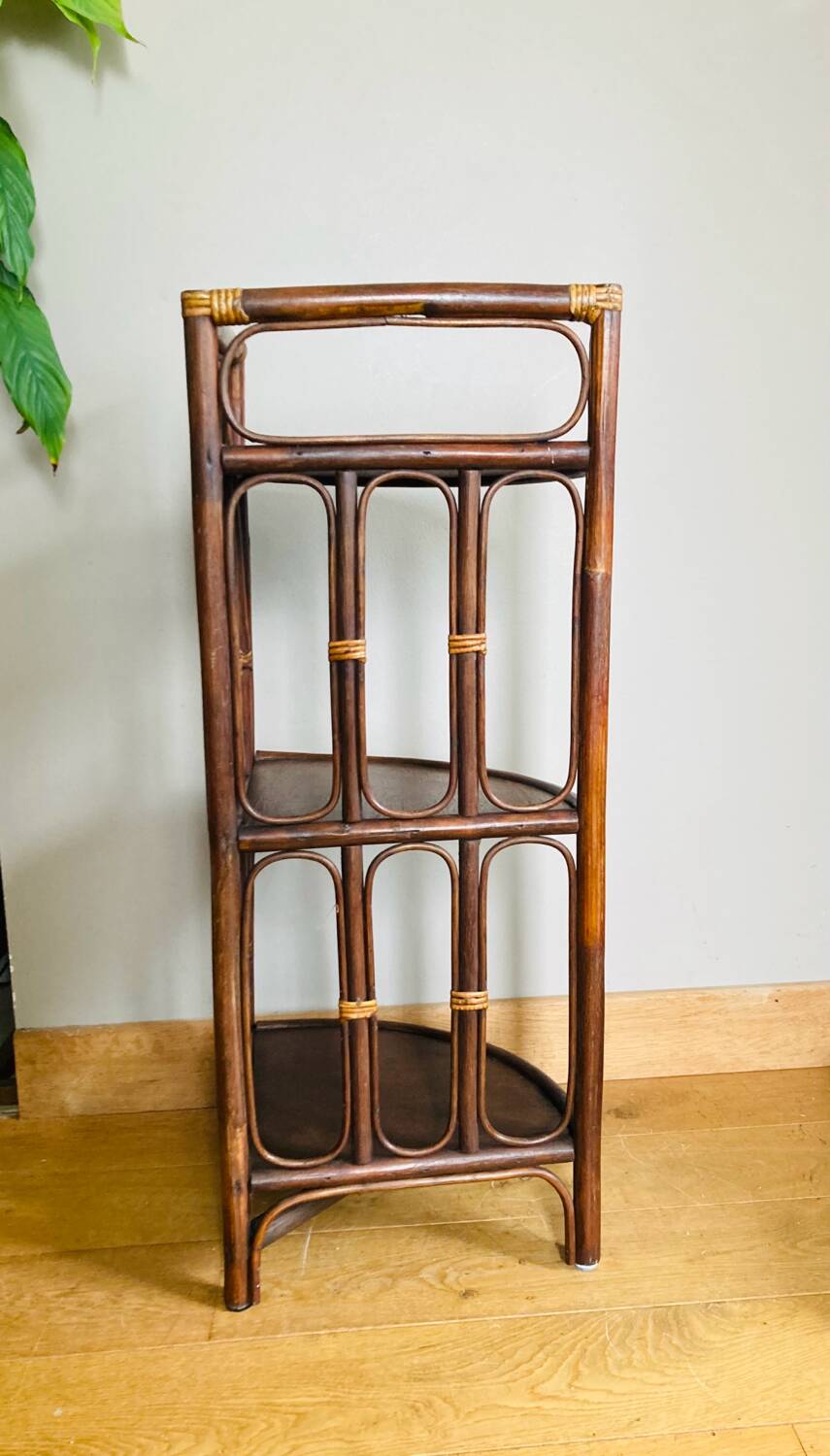 Vintage bamboo and rattan corner shelf 1960s/70s