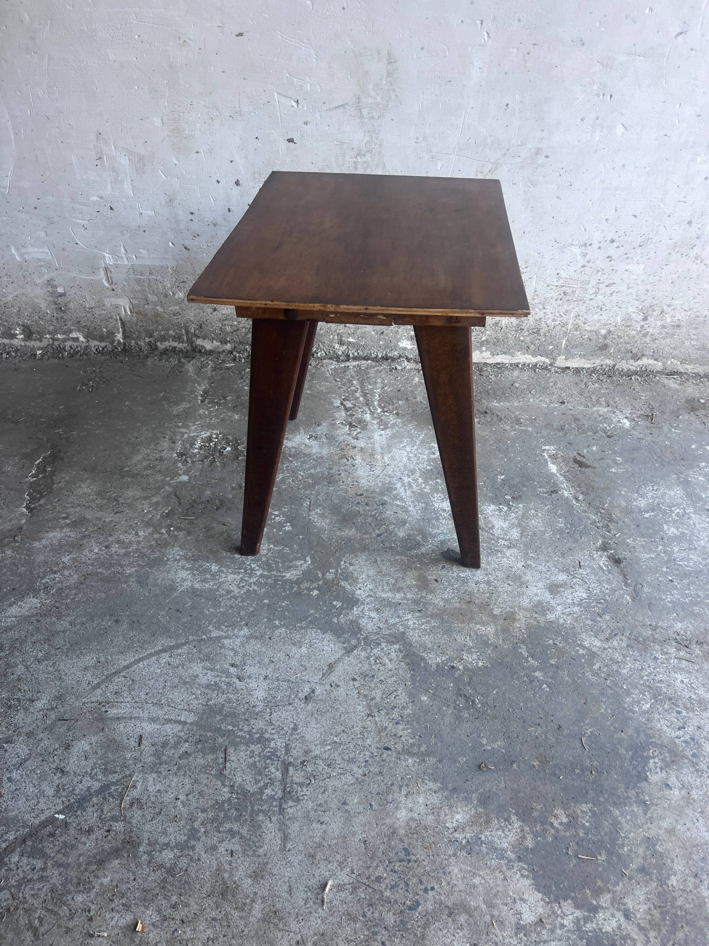 French Reconstruction Wooden Side Table, 1950s