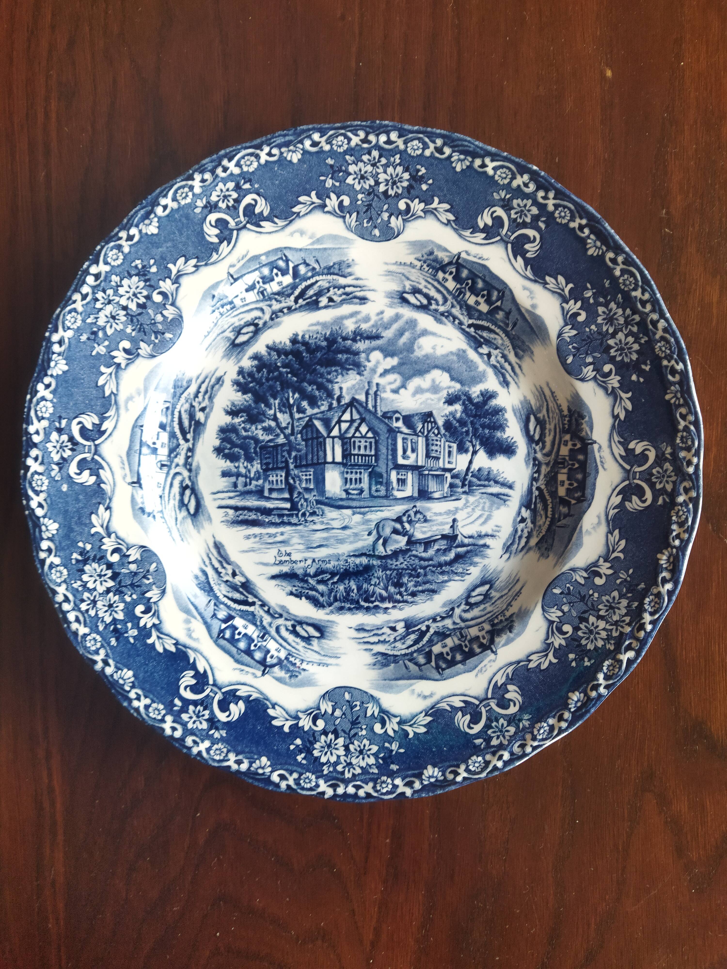 8 blue & white English dinner plates (Myott Meakin WH Grindley KG Luneville)