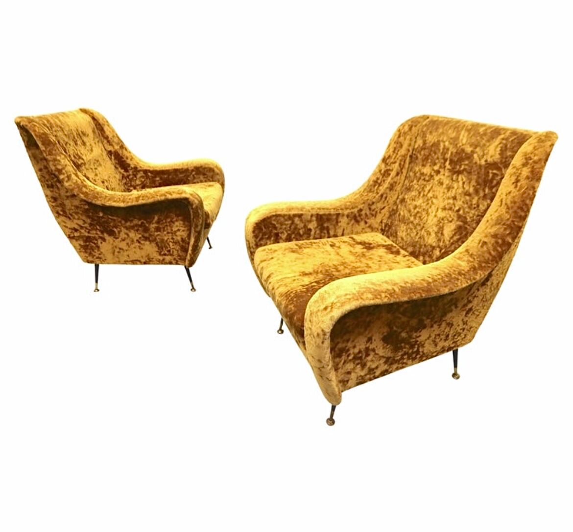 Pair set of 2 armchairs, italy 1950s