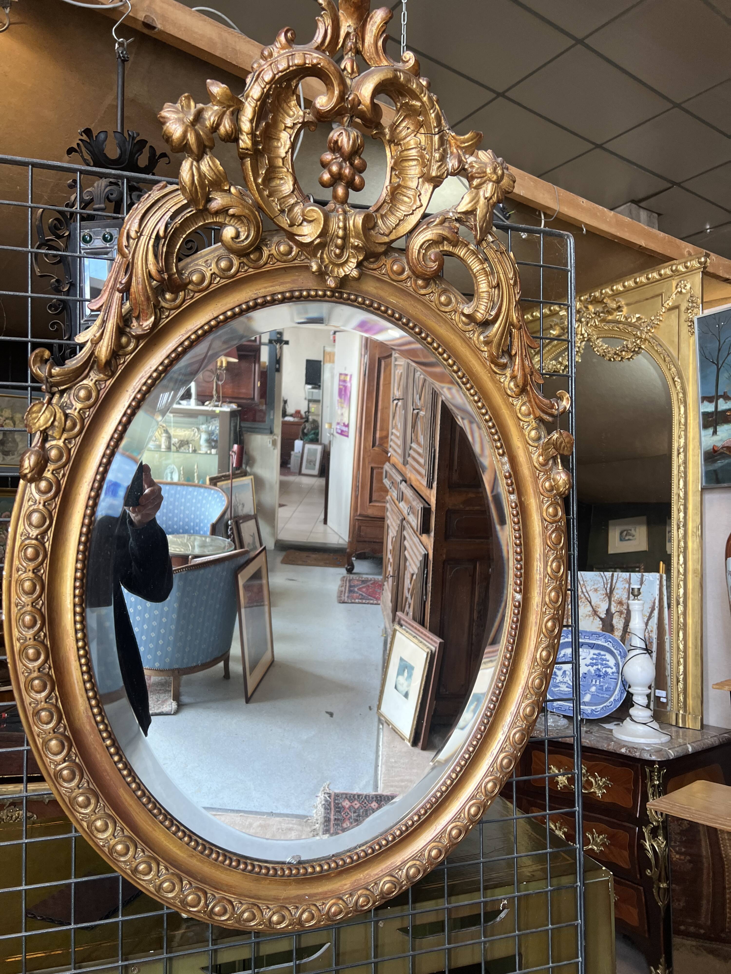 Napoleon III Style Golden Oval Mirror