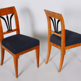 Pair of Biedermeier dining chairs made in Czechia circa 1830s. Restored Cherry.