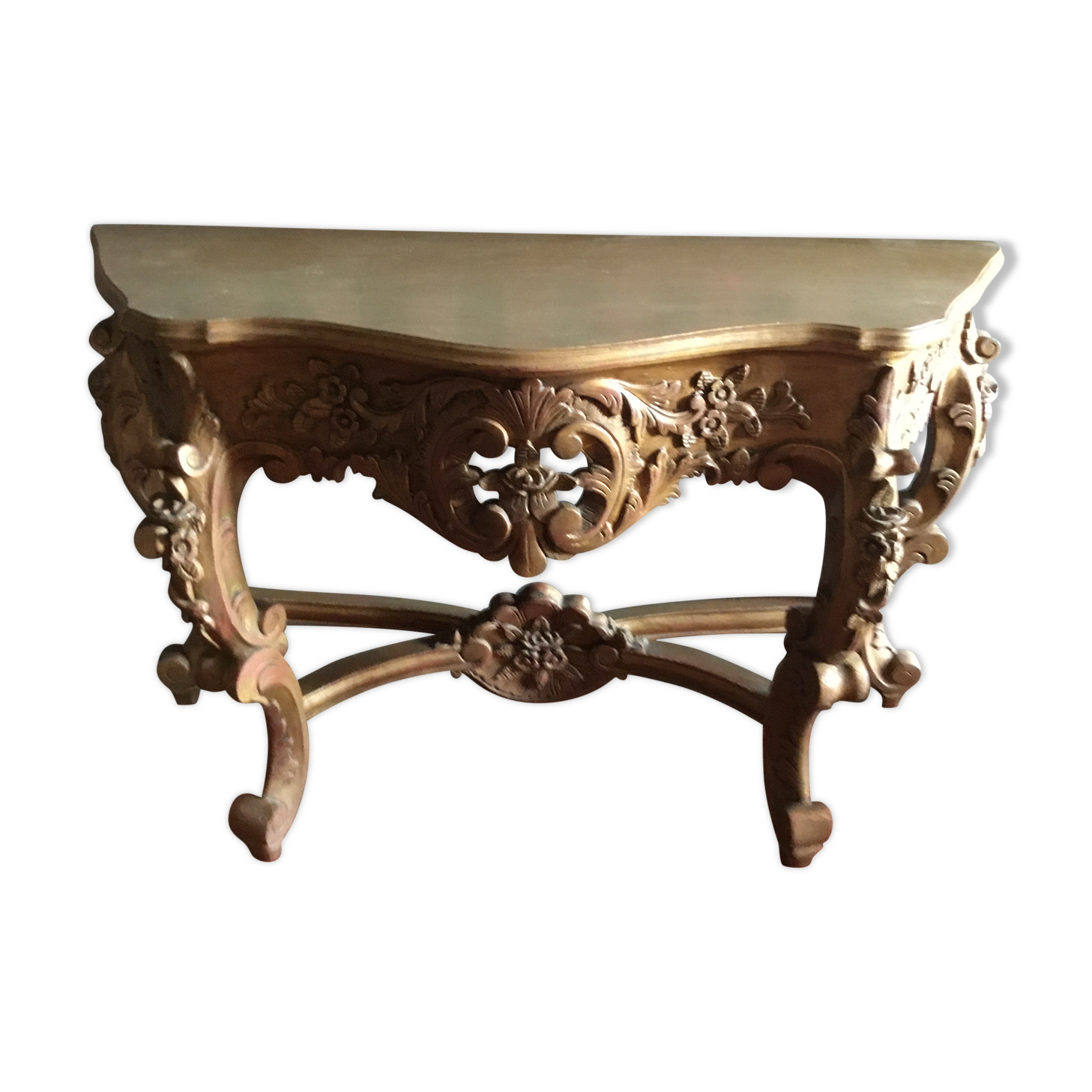 Console en bois patiné doré