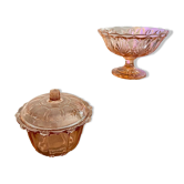 Bonbonnière et coupe sur pied rose