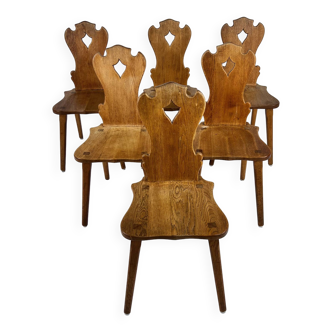 Ensemble de 6 chaises vintage "Tirol" en chêne, 1960