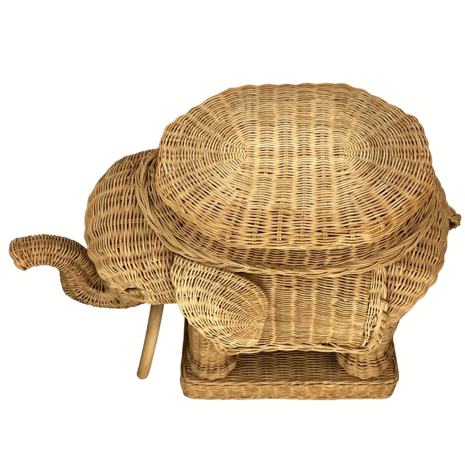 Rattan bamboo wicker elephant pedestal or side table, 1970s