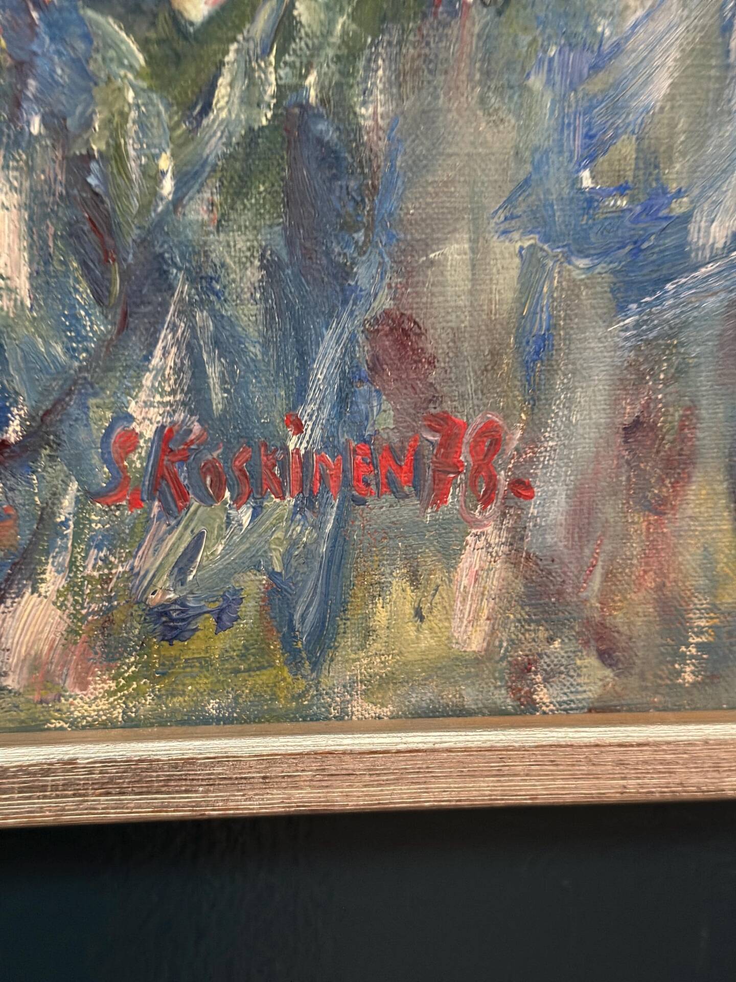 Swedish Oil on Canvas – “Flower” by S. Koskinen – Dated 1978