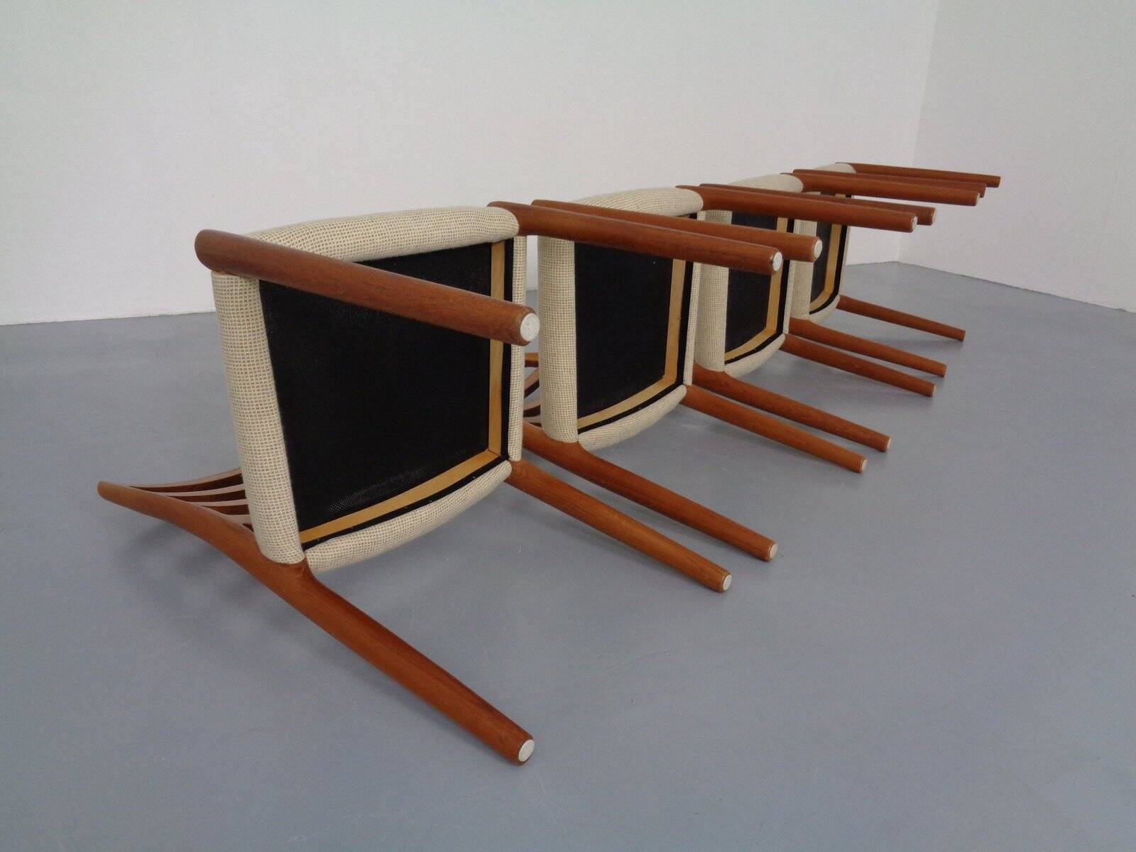 Vintage Danish 85 Dining Chairs in Teak and Wool by Niels Otto Møller for J.L. Møllers, 1960s, Set of 4