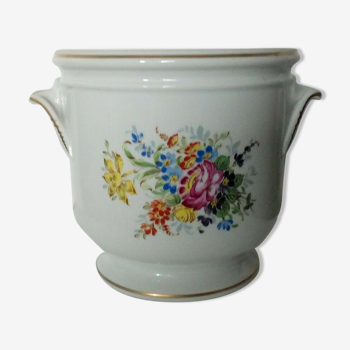 Cache pot en porcelaine decor floral