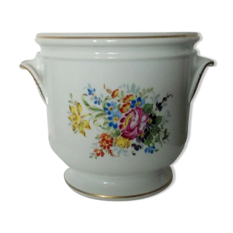 Cache pot en porcelaine decor floral